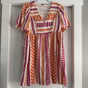 Old Navy Geometric Aztec Strip Babydoll Mini Dress Summer Chic Tomato Girl Sm
